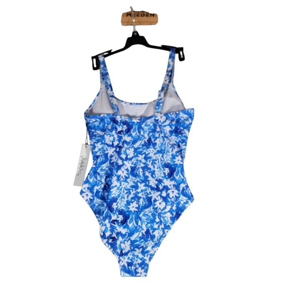 NICOLE MILLER Swimsuit Flattering‎ Ruched Tropical blue floral botanical Small - Picture 5 of 14